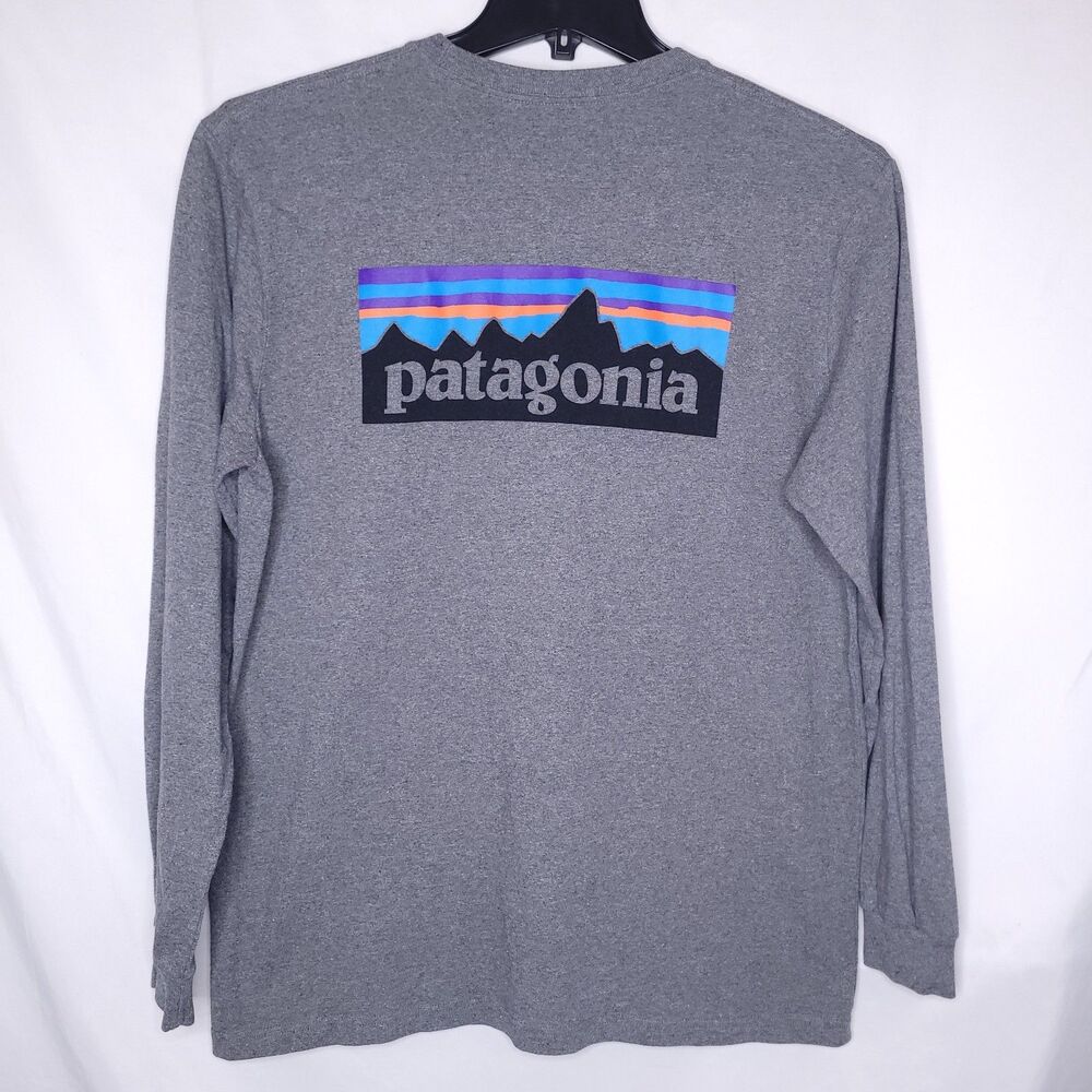 Patagonia T Shirt Mens Large Gray Logo Long Sleeve Responsibili Tee